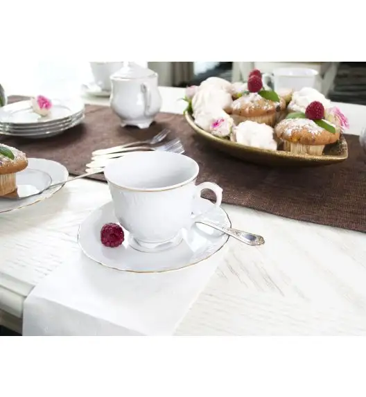 ĆMIELÓW ROCOCO 3604 ZŁOTA LINIA Zestaw kawowy 21 el / 6 osób / porcelana