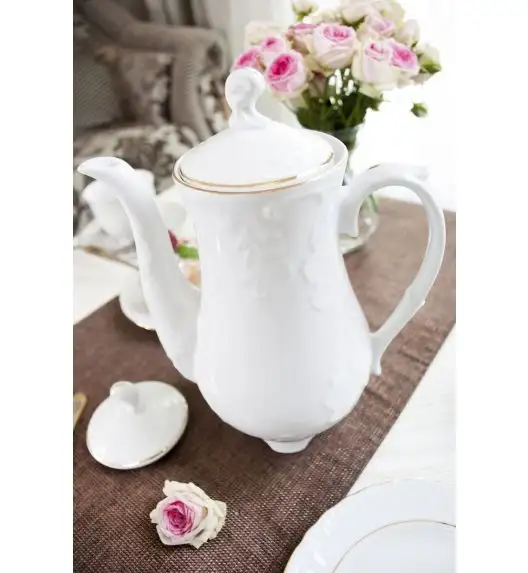 ĆMIELÓW ROCOCO 3604 ZŁOTA LINIA Zestaw kawowy 21 el / 6 osób / porcelana