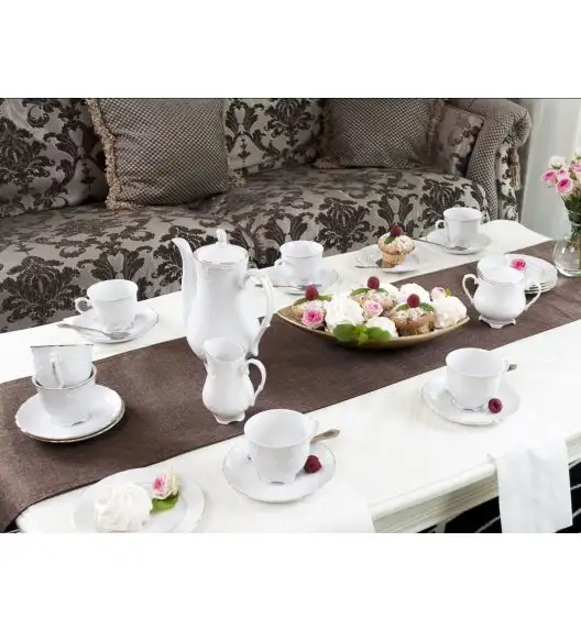 ĆMIELÓW ROCOCO 3604 ZŁOTA LINIA Zestaw kawowy 21 el / 6 osób / porcelana