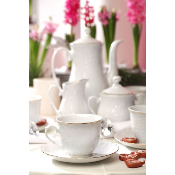 ĆMIELÓW ROCOCO 3604 ZŁOTA LINIA Zestaw kawowy 21 el / 6 osób / porcelana