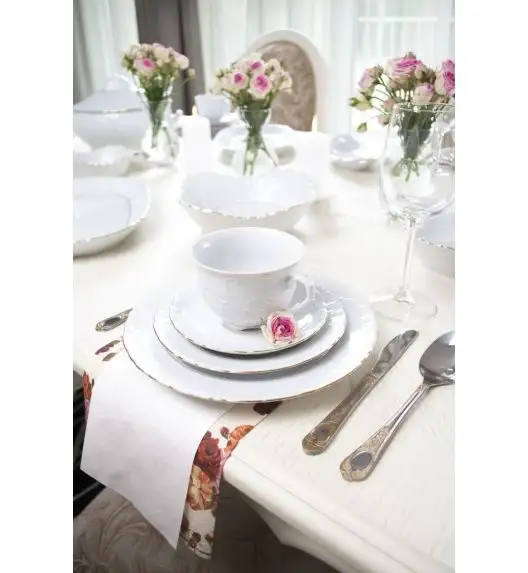 ĆMIELÓW ROCOCO 3604 ZŁOTA LINIA Zestaw kawowy 21 el / 6 osób / porcelana