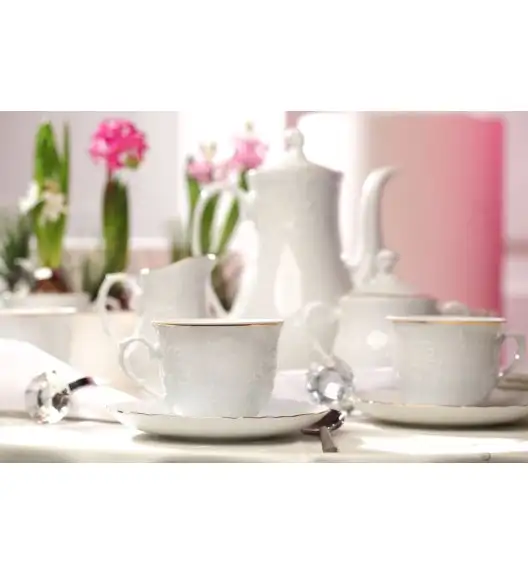 ĆMIELÓW ROCOCO 3604 ZŁOTA LINIA Zestaw kawowy 21 el / 6 osób / porcelana