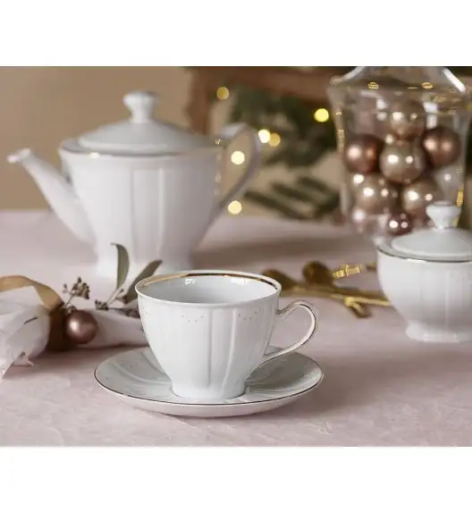 ĆMIELÓW OKTAWA G311 KORONKOWA FINEZJA Zestaw kawowy / do herbaty 18 el / 6 osób / porcelana