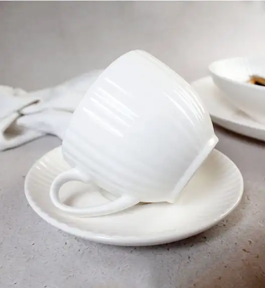 WYPRZEDAŻ! LUBIANA DAISY IVORY Ecru Zestaw 4 spodków do filiżanek / porcelana