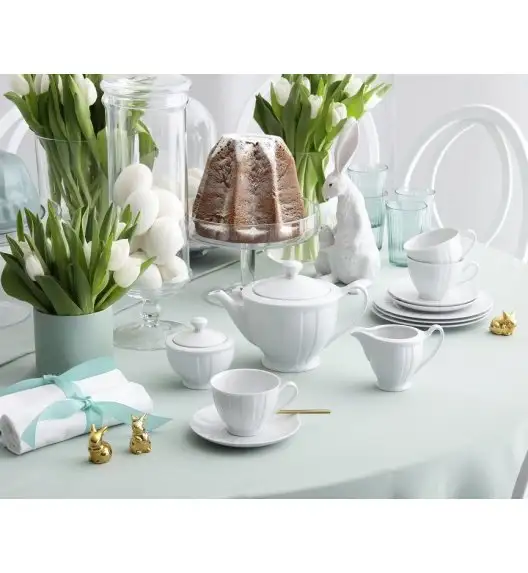 ĆMIELÓW OKTAWA 0001 BIAŁA Zestaw kawowy 21 el / 6 osób / porcelana