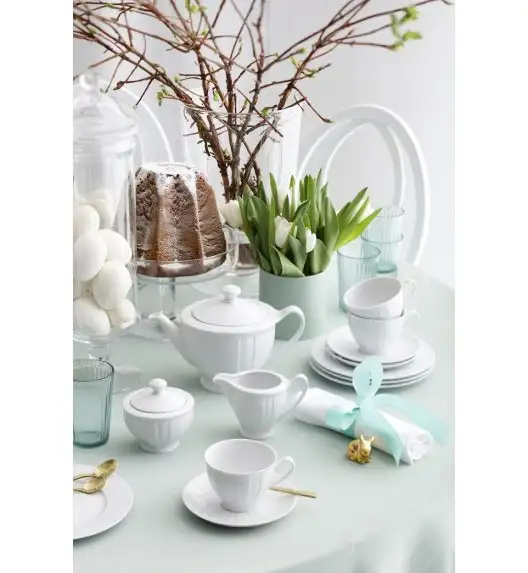 ĆMIELÓW OKTAWA 0001 BIAŁA Zestaw kawowy 21 el / 6 osób / porcelana