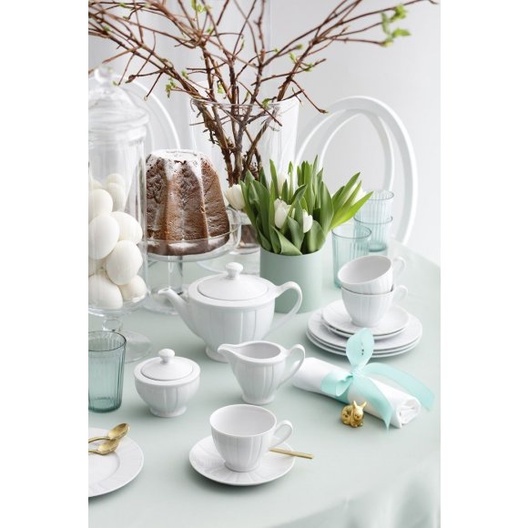 ĆMIELÓW OKTAWA 0001 BIAŁA Zestaw kawowy 21 el / 6 osób / porcelana