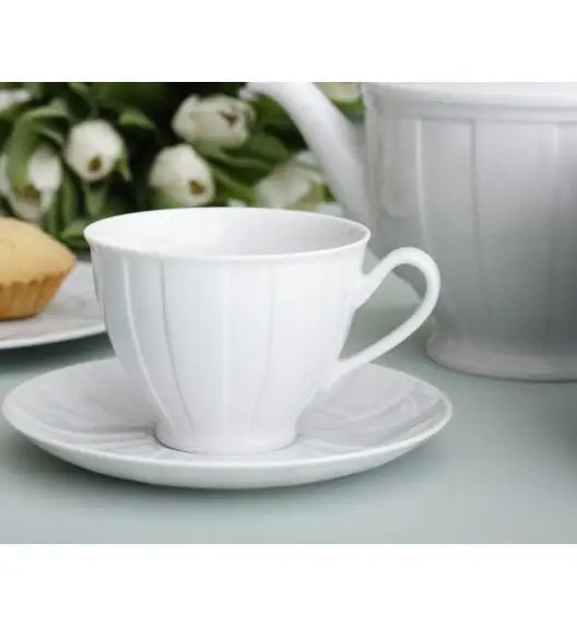 ĆMIELÓW OKTAWA 0001 BIAŁA Zestaw kawowy 21 el / 6 osób / porcelana