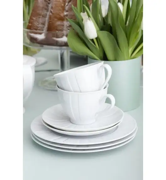 ĆMIELÓW OKTAWA 0001 BIAŁA Zestaw kawowy / do herbaty 18 el / 6 osób / porcelana