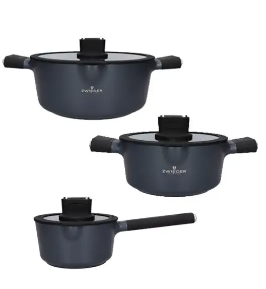 ZWIEGER VESNA Komplet 3 garnków z pokrywkami / GREBLON C3 non-stick / indukcja