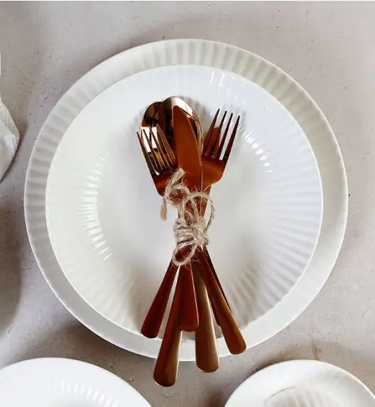 WYPRZEDAŻ! LUBIANA DAISY IVORY Ecru Zestaw 3 talerzy deserowych / porcelana