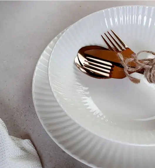 WYPRZEDAŻ! LUBIANA DAISY IVORY Ecru Zestaw 3 talerzy deserowych / porcelana