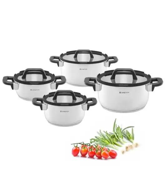 AMBITION ESPERO Komplet garnków z pokrywkami 8 el / stal nierdzewna
