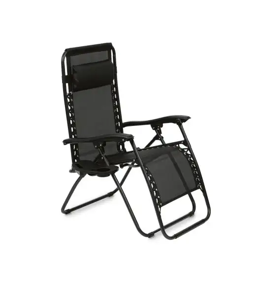 TADAR Leżak ogrodowy 66 x 160 cm / plażowy / czarny / grawitacyjny