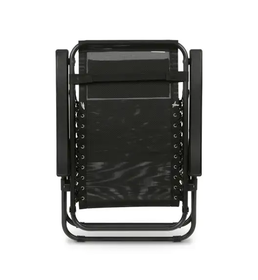 TADAR Leżak ogrodowy 66 x 160 cm / plażowy / czarny / grawitacyjny