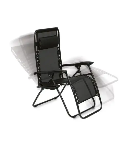 TADAR Leżak ogrodowy 66 x 160 cm / plażowy / czarny / grawitacyjny
