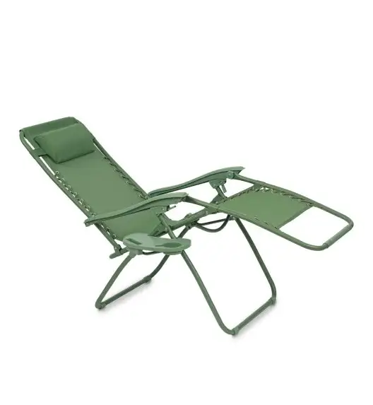 TADAR Leżak ogrodowy 66 x 160 cm / plażowy / zielony / grawitacyjny