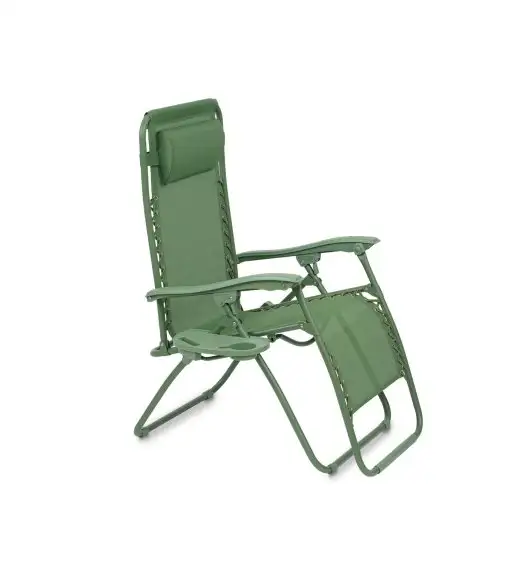 TADAR Leżak ogrodowy 66 x 160 cm / plażowy / zielony / grawitacyjny