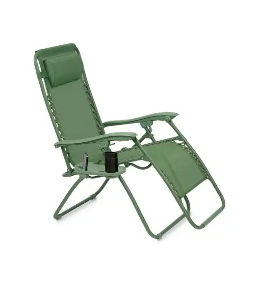 TADAR Leżak ogrodowy 66 x 160 cm / plażowy / zielony / grawitacyjny