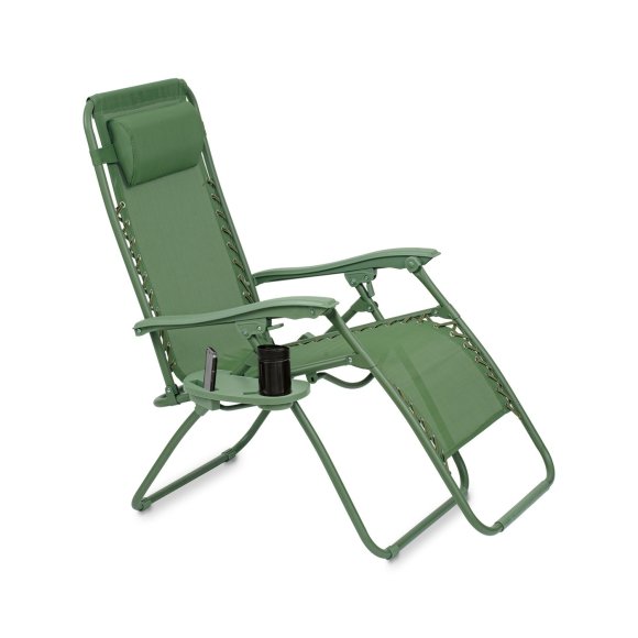 TADAR Leżak ogrodowy 66 x 160 cm / plażowy / zielony / grawitacyjny
