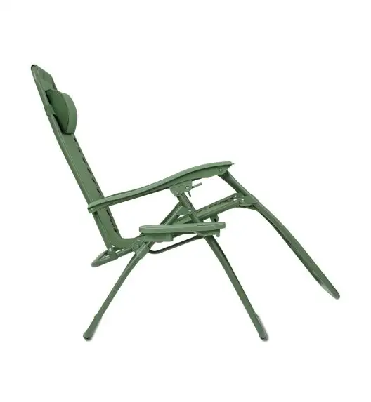 TADAR Leżak ogrodowy 66 x 160 cm / plażowy / zielony / grawitacyjny