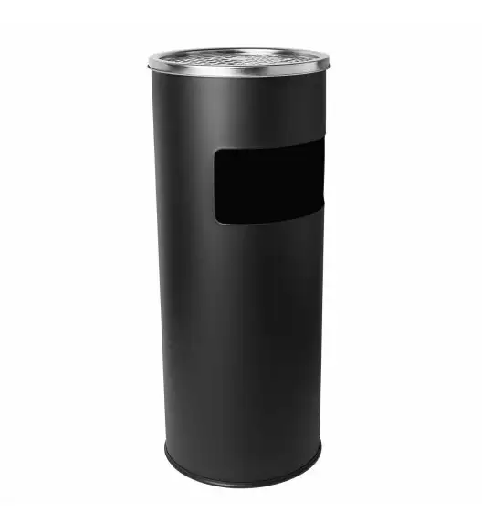 TADAR Kosz na śmieci / Popielnica stojąca 25 x 60 cm / czarna / stal nierdzewna