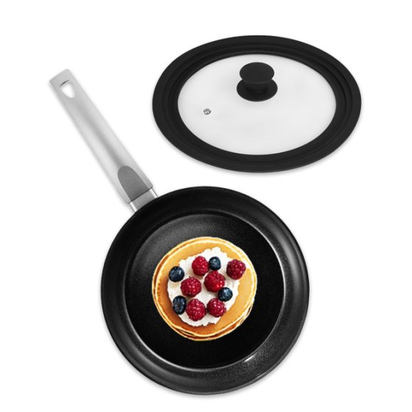 AMBITION VERSO Patelnia tradycyjna 20 cm + pokrywka uniwersalna TADAR / powłoka Qualum Ceramic / indukcja