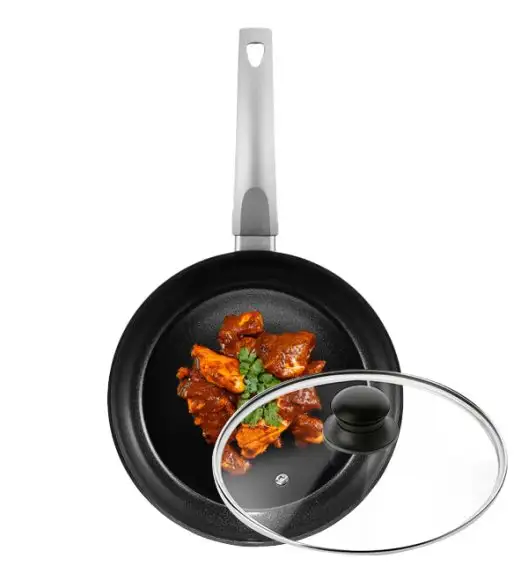 AMBITION VERSO Patelnia tradycyjna 24 cm + pokrywka szklana TADAR / powłoka Qualum Ceramic / indukcja