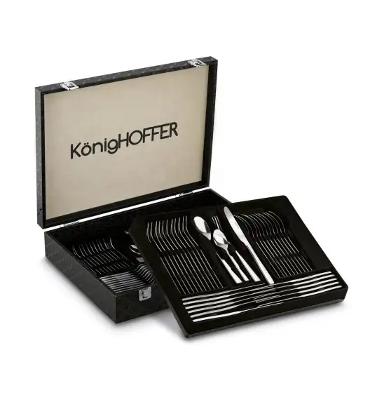 KONIGHOFFER HAILEY Sztućce Komplet 72 el w walizce skórzanej / 12 osób / połysk