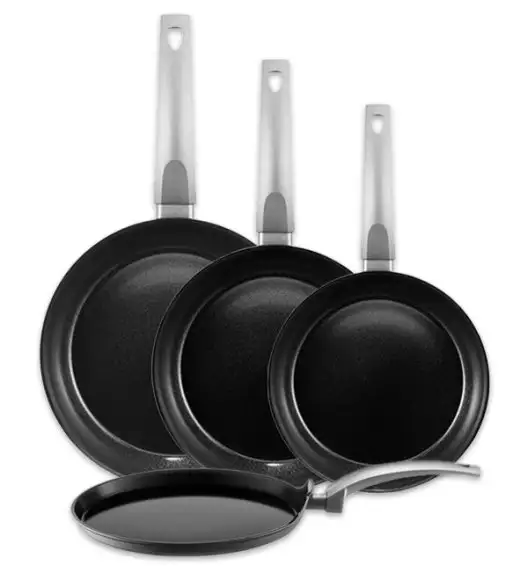 AMBITION VERSO Komplet patelni 20, 24, 28 cm + patelnia do naleśników 26 cm / powłoka Qualum Ceramic / indukcja