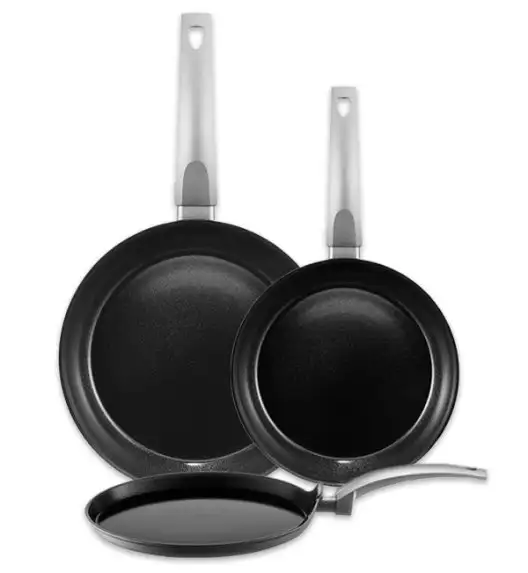 AMBITION VERSO Komplet patelni 20, 28 cm + patelnia do naleśników 26 cm / powłoka Qualum Ceramic / indukcja