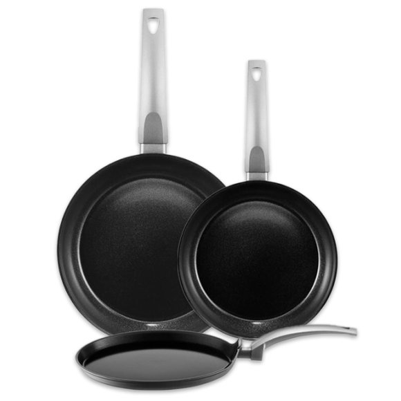 AMBITION VERSO Komplet patelni 20, 28 cm + patelnia do naleśników 26 cm / powłoka Qualum Ceramic / indukcja