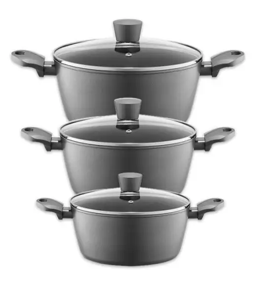 AMBITION VERSO Komplet garnków z pokrywkami 20, 24, 28 cm / aluminium / indukcja