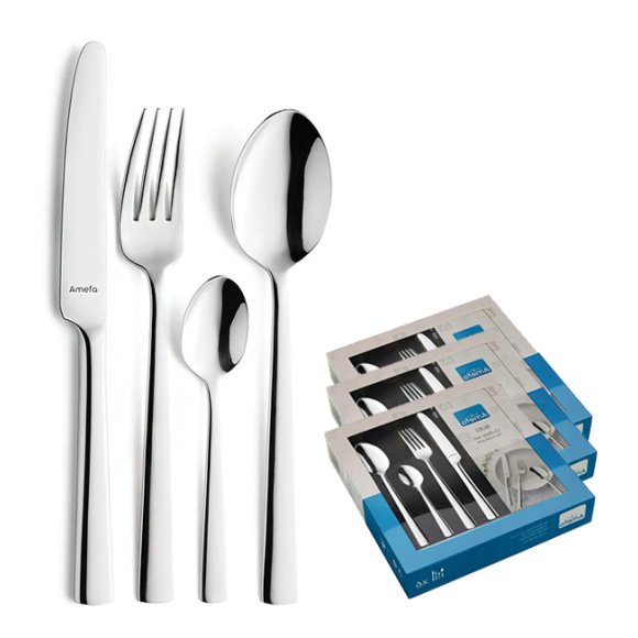 AMEFA BLISS Sztućce UE 72 el w pudełku kwadratowym / 18 os / połysk / stal nierdzewna
