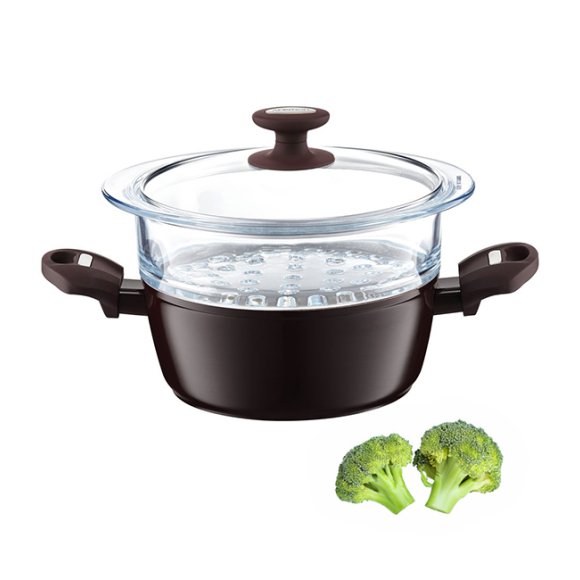 AMBITION MASTER STONE Garnek do gotowania na parze 24 cm / 4,4 l / z pokrywką i wkładem / indukcja