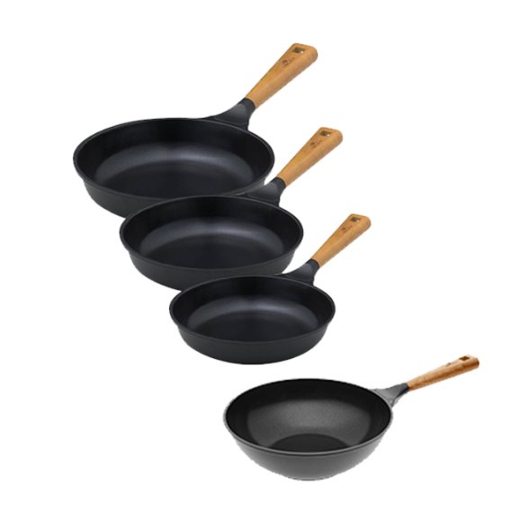 GERLACH NATUR EVO Komplet patelni z powłoką ceramiczną ILAG Non-Stick / 20, 24, 28 cm + Wok 28 cm