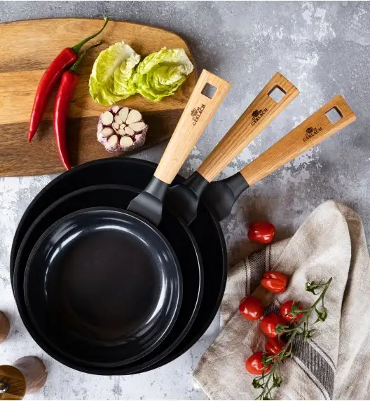 GERLACH NATUR EVO Komplet patelni z powłoką ceramiczną ILAG Non-Stick / 20, 24, 28 cm + Wok 28 cm