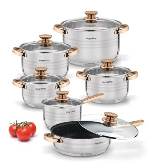 KönigHOFFER BARI ROSE GOLD Komplet garnków ze stali nierdzewnej 12 elementów / indukcja