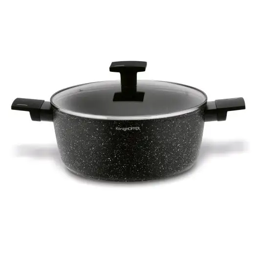 KONIGHOFFER BRAZOS Zestaw garnków marmurowych z pokrywkami 10 el / indukcja / czarny nakrapiany