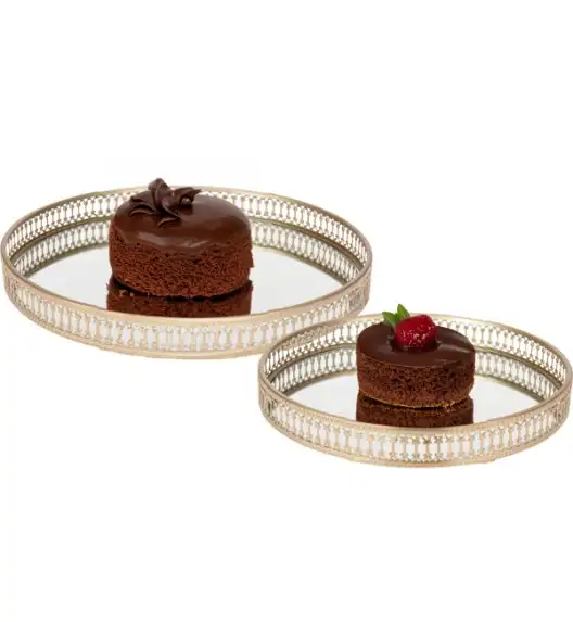 EXCELLENT HOUSEWAEW Zestaw 2 tac do serwowania z lustrem / metal