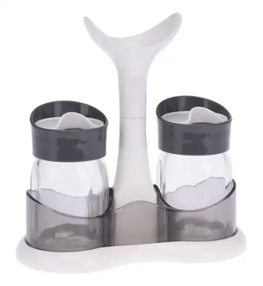 EXCELLENT HOUSEWARE Komplet solniczki i pieprzniczki na stojaku / tworzywo sztuczne / szkło