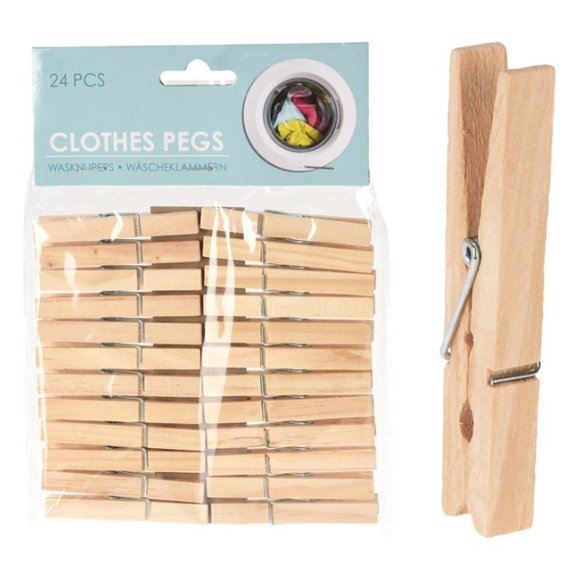 EXCELLENT HOUSEWARE LUX Klamerki bambusowe do prania 24 szt.