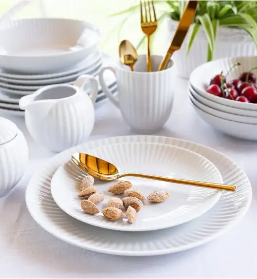 LUBIANA DAISY 6x Talerz deserowy płytki 20,5 cm | 6 el dla 6 os | biała porcelana