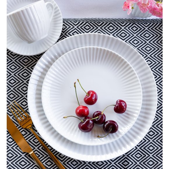 LUBIANA DAISY 18x Talerz deserowy płytki 20,5 cm | 18 el dla 18 os | biała porcelana