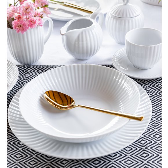 LUBIANA DAISY 18x Talerz obiadowy głęboki 22 cm | 18 el dla 18 os | biała porcelana