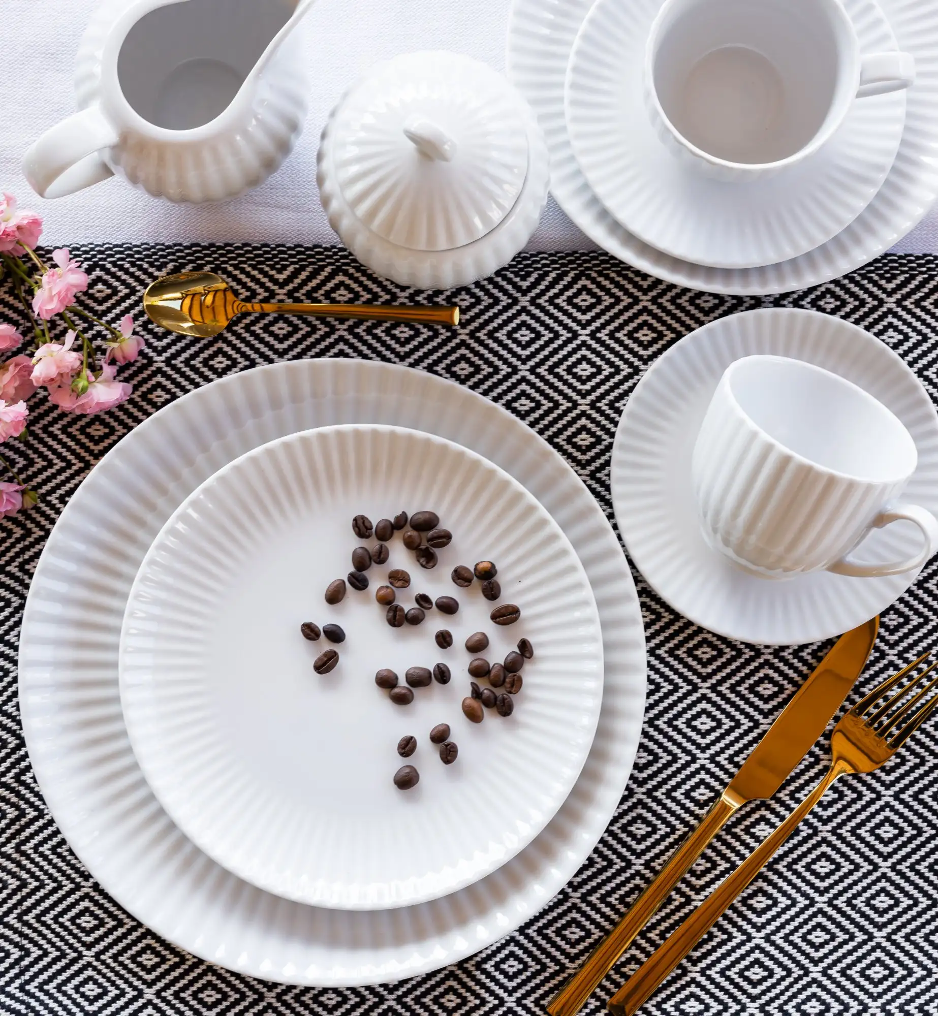 LUBIANA DAISY Serwis obiadowy 12 osób / 36 elementów | biała porcelana