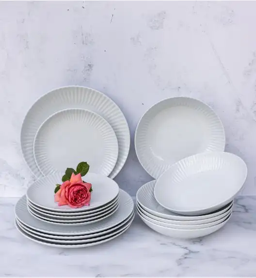 LUBIANA DAISY Serwis obiadowy 18 osób / 54 elementy | biała porcelana