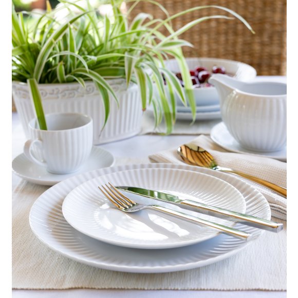 LUBIANA DAISY Serwis obiadowo - kawowy 6 osób / 34 elementy | biała porcelana