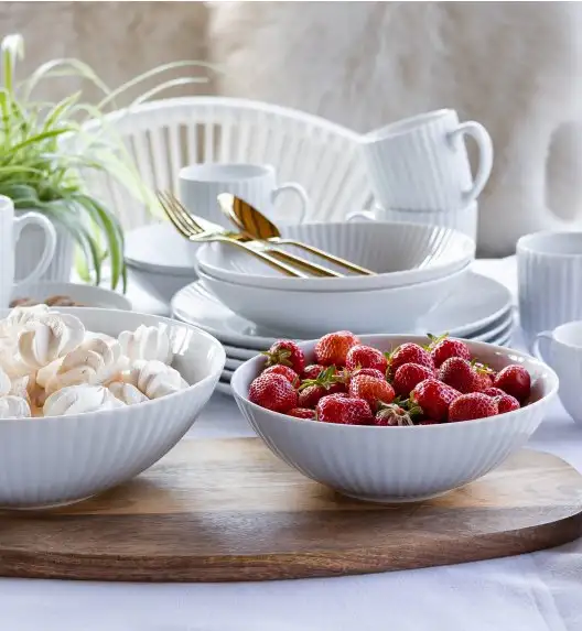 LUBIANA DAISY Serwis obiadowo - kawowy 6 osób / 34 elementy | biała porcelana