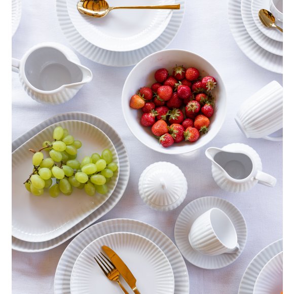 LUBIANA DAISY Serwis obiadowo - kawowy 18 osób / 94 elementy | biała porcelana